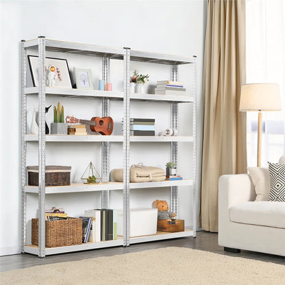 2 Pieces 5 Tiers Adjustable Storage Shelf Units for Garage, Silver