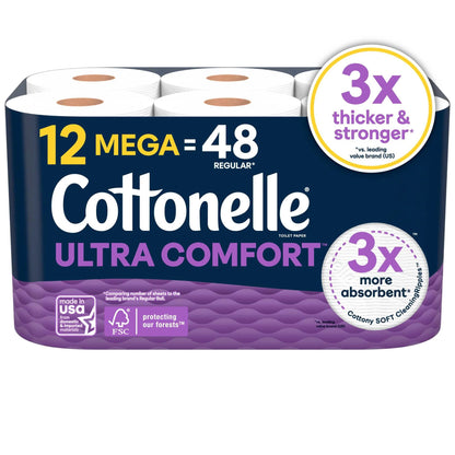 Ultra Comfort Toilet Paper, Soft Toilet Tissue, 30 Mega Rolls